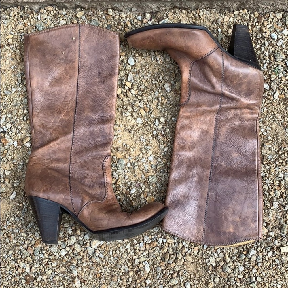 Davos gomma brown leather Italian boots size 9